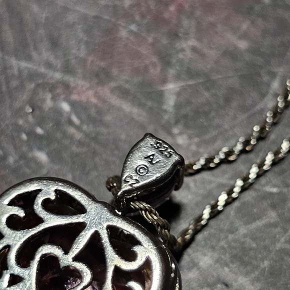 Radiant Pink Heart Necklace with Sparkling Accents 925 Silver - Picture 7 of 12